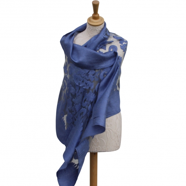 Viscose,cotton & silk wrap Blue