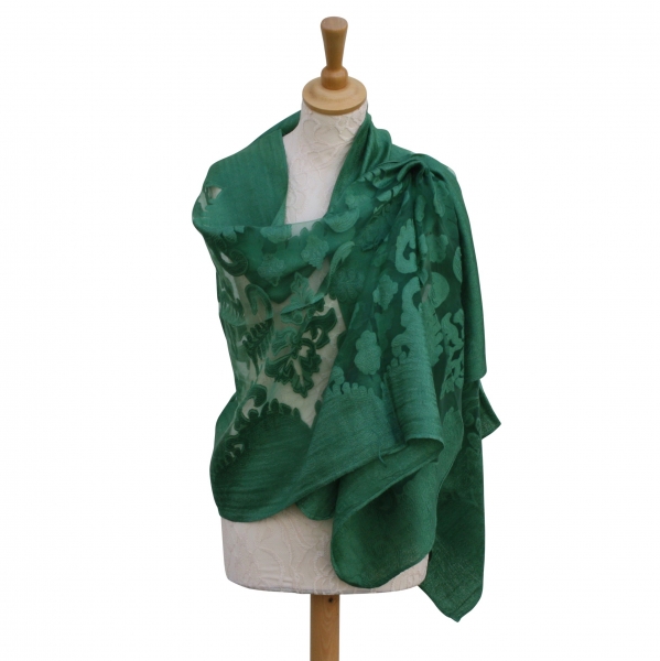 Viscose,cotton & silk wrap Green