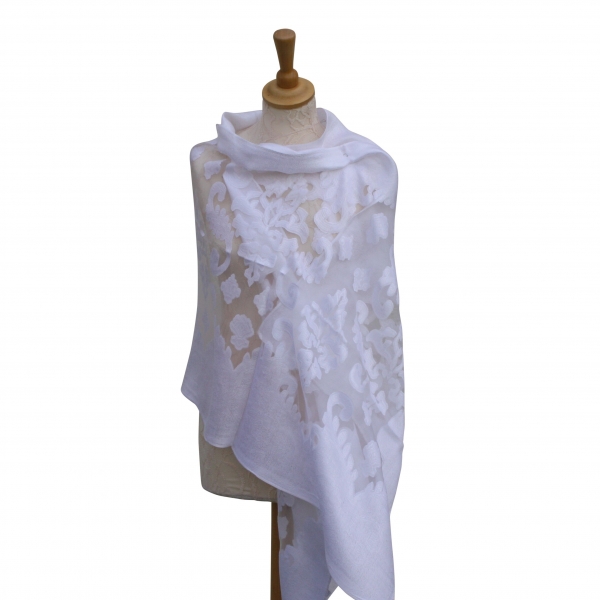 Viscose,cotton & silk wrap White