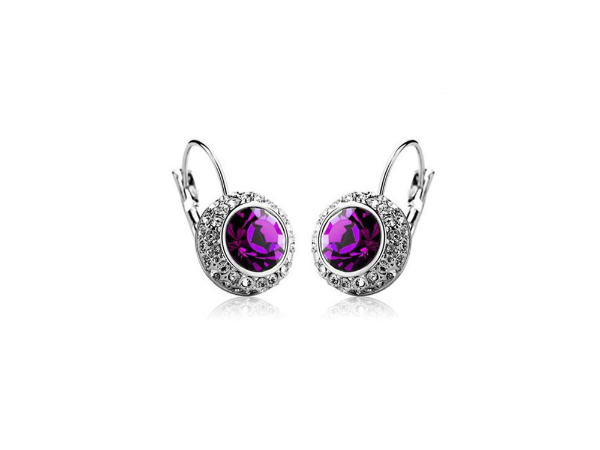 E198pl  Purple crystal earring