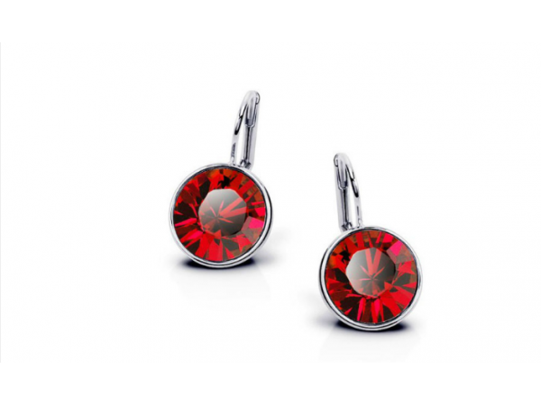 E227 Silver & red crystal