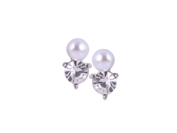 E238 Small pearl & crystal stud