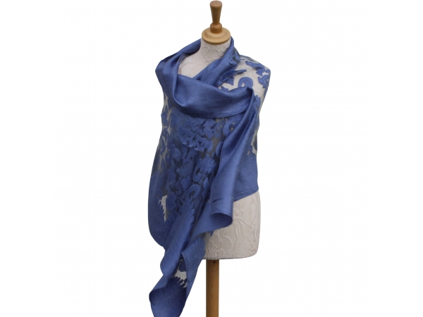 Viscose,cotton & silk wrap Blue