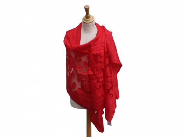 Viscose,cotton & silk wrap Red