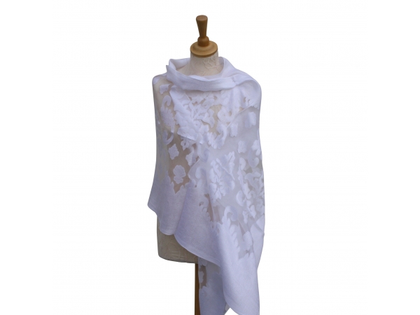 Viscose,cotton & silk wrap White